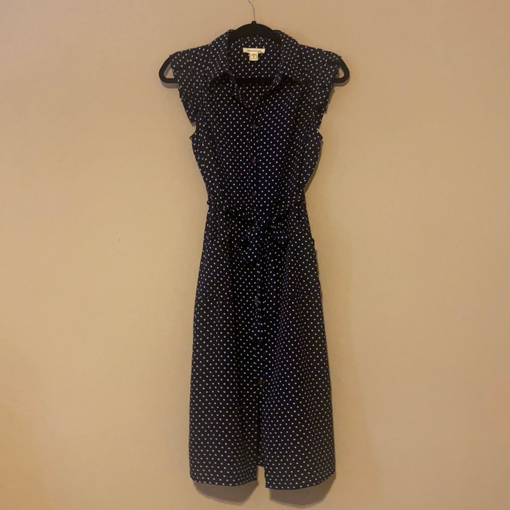 Monteau Navy and White Polka Dot Dress